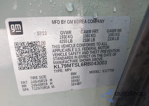 2024 Chevrolet Trailblazer Rs from USA, damaged, VIN KL79MTSL6RB043003